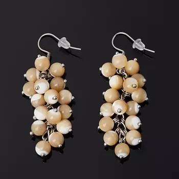 Серьги перламутр бежевый (биж. сплав, сталь хир.)