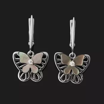 Серьги перламутр коричневый (серебро 925 пр.)