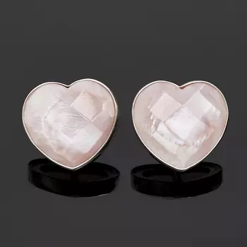 Серьги перламутр розовый (серебро 925 пр. родир. бел.) огранка