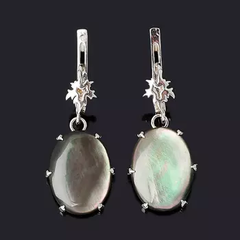 Серьги перламутр серый (серебро 925 пр.)