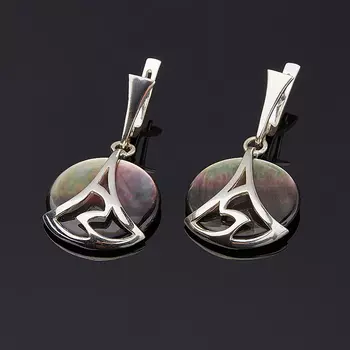 Серьги перламутр серый (серебро 925 пр.)