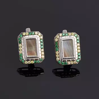 Серьги перламутр серый (серебро 925 пр. родир. бел.)