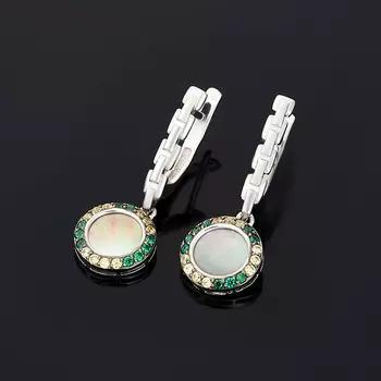 Серьги перламутр серый (серебро 925 пр. родир. бел.)