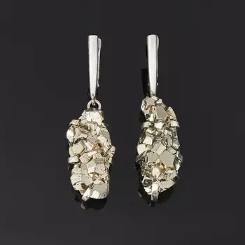 Серьги пирит (дублет) (латунь оксидир., нейзильбер)