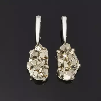 Серьги пирит (дублет) (латунь оксидир., нейзильбер)