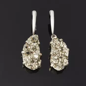 Серьги пирит (дублет) (латунь оксидир., нейзильбер)