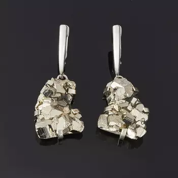 Серьги пирит (дублет) (латунь оксидир., нейзильбер)