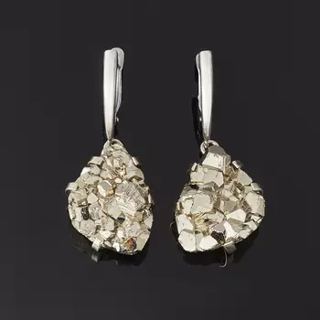 Серьги пирит (дублет) (латунь оксидир., нейзильбер)