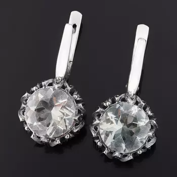 Серьги празиолит (серебро 925 пр. оксидир.) огранка