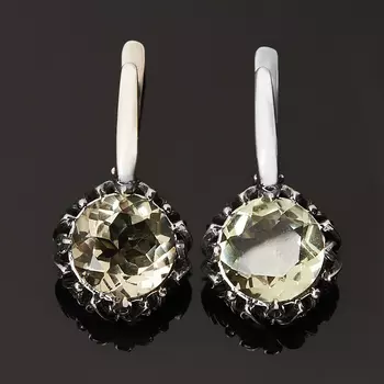 Серьги празиолит (серебро 925 пр. оксидир.) огранка