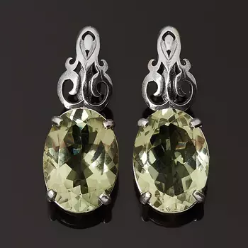 Серьги празиолит (серебро 925 пр. оксидир.) огранка