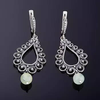 Серьги пренит (серебро 925 пр. оксидир.)