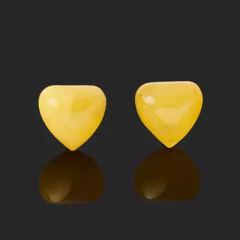 Серьги янтарь пуссеты (латунь посеребр.)