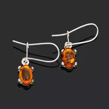 Серьги янтарь (латунь посеребр.)
