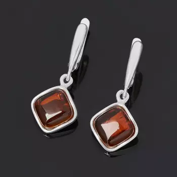 Серьги янтарь (латунь посеребр.)