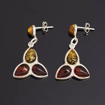 Серьги янтарь (латунь посеребр.)