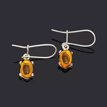 Серьги янтарь (латунь посеребр.)