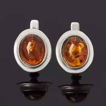 Серьги янтарь (латунь посеребр.)