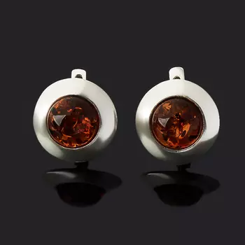 Серьги янтарь (латунь посеребр.)