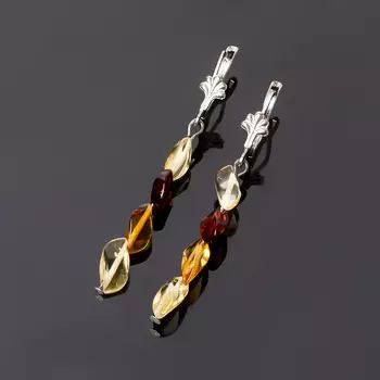 Серьги янтарь пресс (биж. сплав)