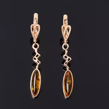 Серьги янтарь пресс (серебро 925 пр. позолота)