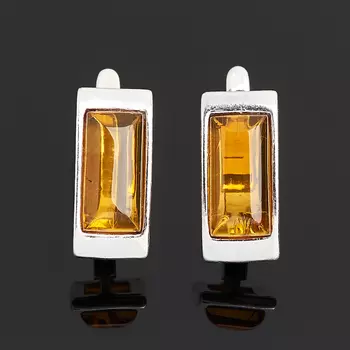 Серьги янтарь пресс (серебро 925 пр. родир. бел.)