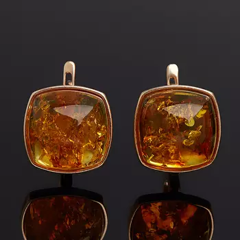 Серьги янтарь пресс (серебро 925 пр. позолота)