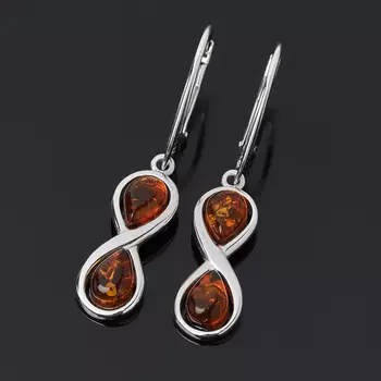 Серьги янтарь пресс (серебро 925 пр. родир. бел.)
