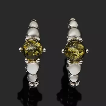 Серьги янтарь пресс (серебро 925 пр. родир. бел.)