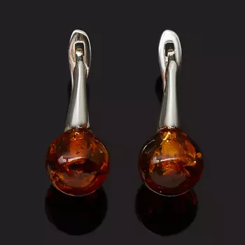 Серьги янтарь пресс (серебро 925 пр. родир. бел.)