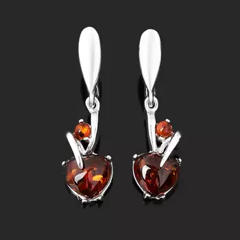 Серьги янтарь пресс (серебро 925 пр. родир. бел.)