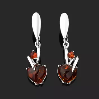 Серьги янтарь пресс (серебро 925 пр. родир. бел.)