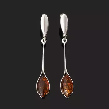 Серьги янтарь пресс (серебро 925 пр. родир. бел.)