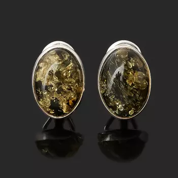 Серьги янтарь пресс (серебро 925 пр. родир. бел.) клипсы
