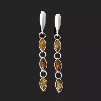 Серьги янтарь пресс (серебро 925 пр. родир. бел.)