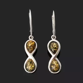 Серьги янтарь пресс (серебро 925 пр. родир. бел.)