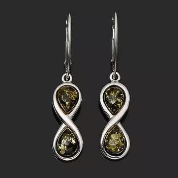 Серьги янтарь пресс (серебро 925 пр. родир. бел.)