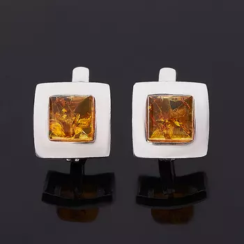 Серьги янтарь пресс (серебро 925 пр. родир. бел.)