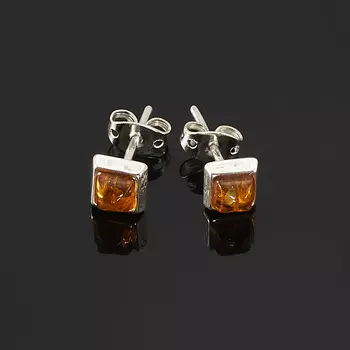 Серьги янтарь (пуссеты)