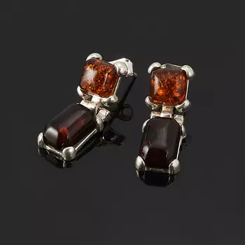 Серьги янтарь пуссеты