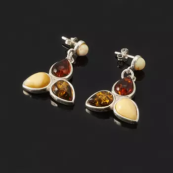 Серьги янтарь (пуссеты)