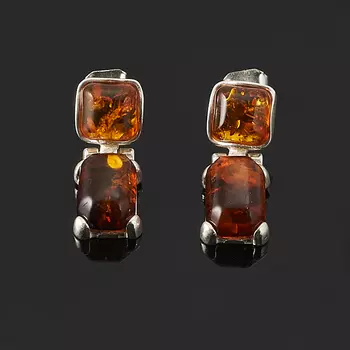 Серьги янтарь пуссеты