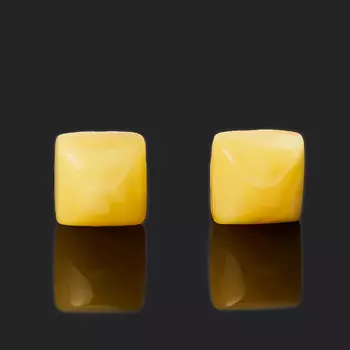 Серьги янтарь пуссеты (латунь посеребр.)