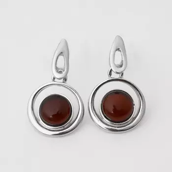 Серьги янтарь пуссеты (серебро 925 пр. родир. бел.)