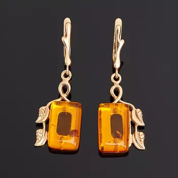 Серьги янтарь (серебро 925 пр. позолота)