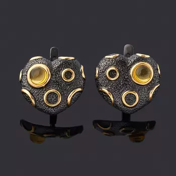 Серьги янтарь (серебро 925 пр. позолота, родир. черн.)