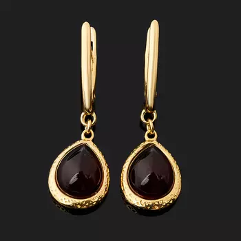 Серьги янтарь (серебро 925 пр. позолота)