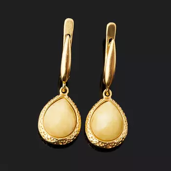 Серьги янтарь (серебро 925 пр. позолота)