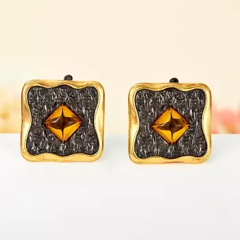 Серьги янтарь (серебро 925 пр., позолота)