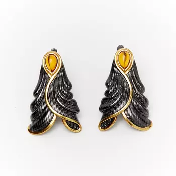 Серьги янтарь (серебро 925 пр., позолота)